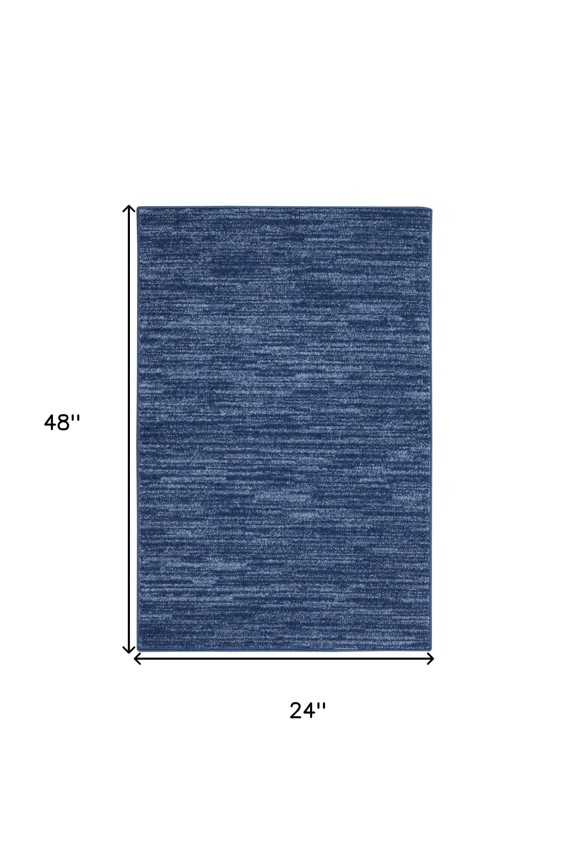 4' Runner Navy Blue Indoor Outdoor Runner Rug - GreatEagleInc