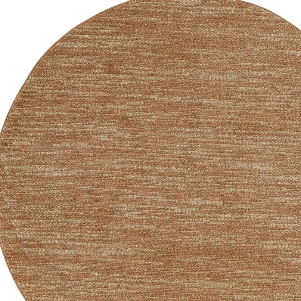 4' Rust And Beige Round Abstract Indoor Outdoor Area Rug Homeroots Outdoor
