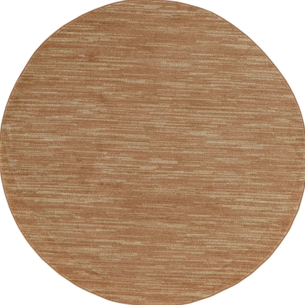 4' Rust And Beige Round Abstract Indoor Outdoor Area Rug Homeroots Outdoor