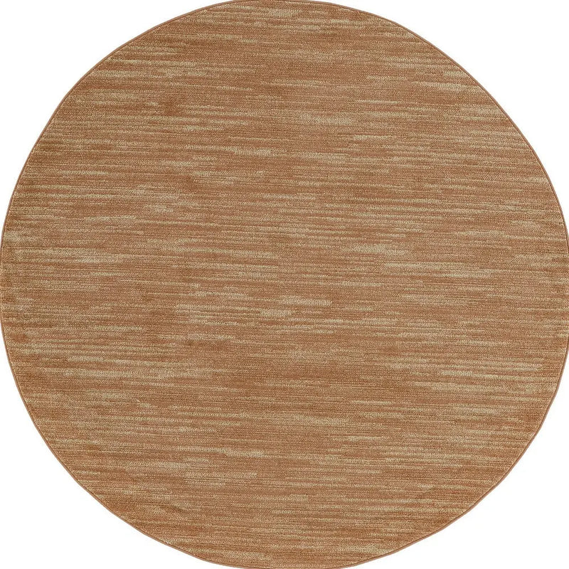 4' Rust And Beige Round Abstract Indoor Outdoor Area Rug Homeroots Outdoor