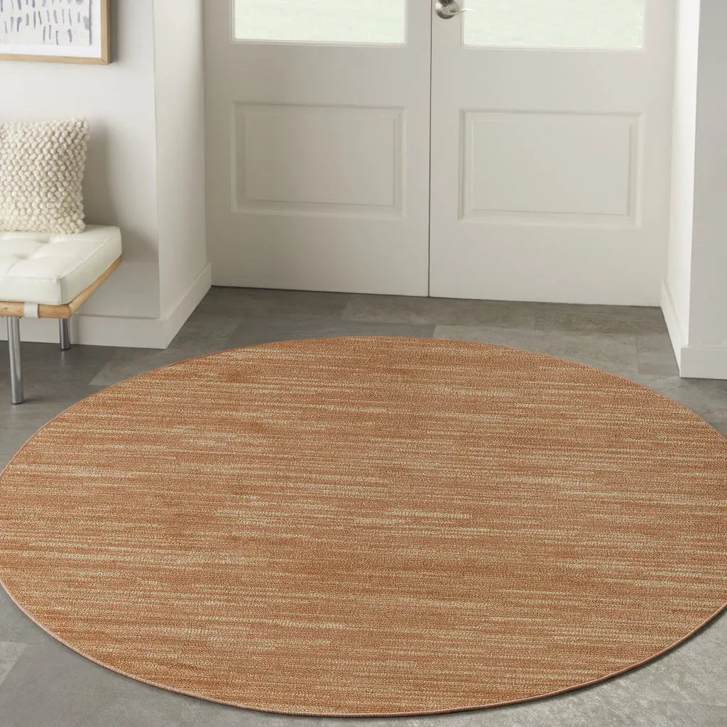 4' Rust And Beige Round Abstract Indoor Outdoor Area Rug Homeroots Outdoor