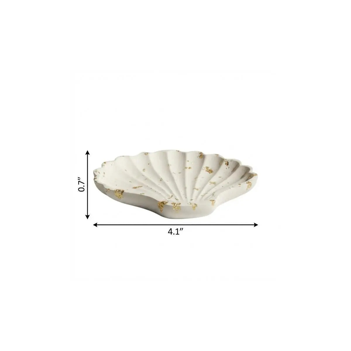 4" White And Gold Resin Handmade Seashell Trinket Tray Homeroots Kitchen & Dining