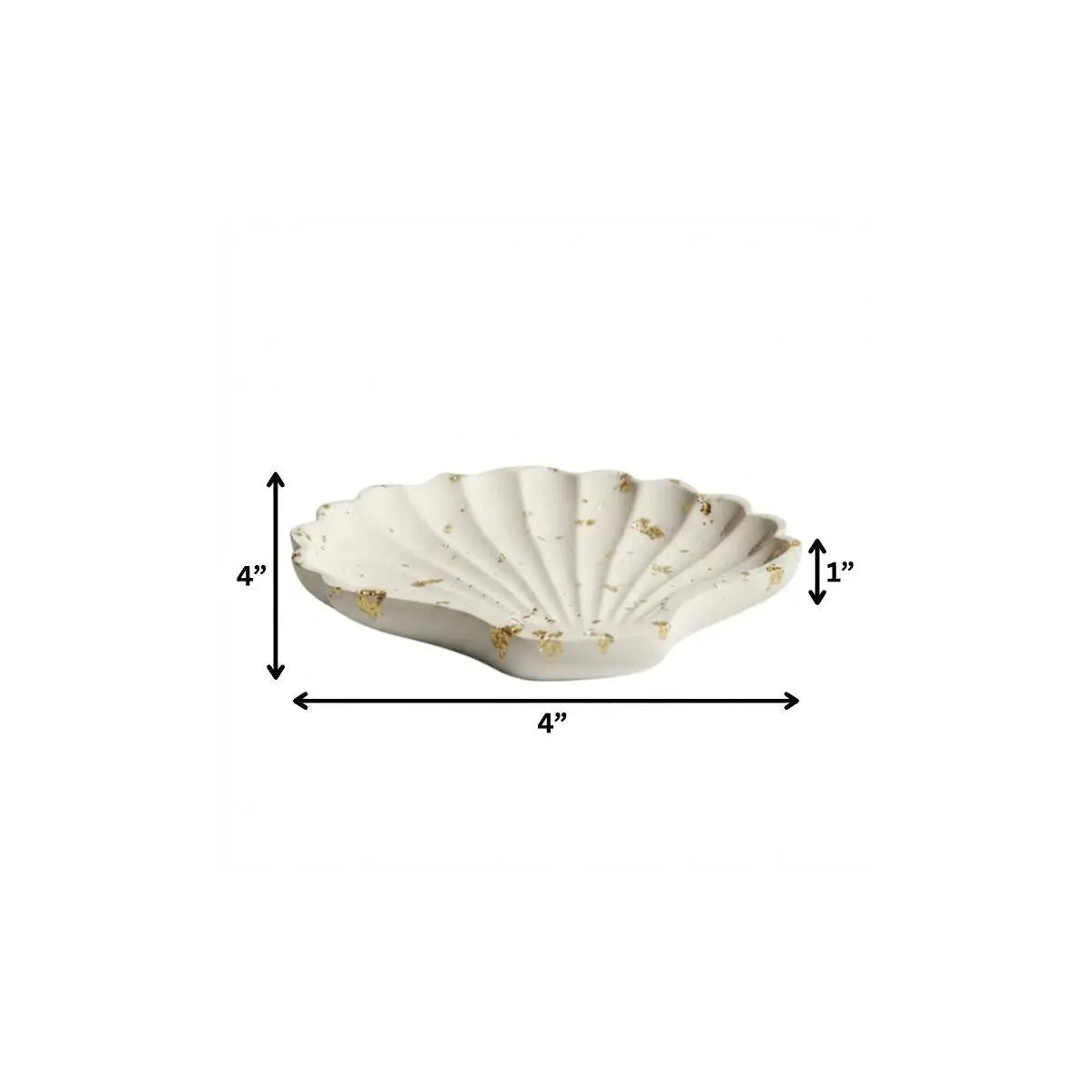 4" White And Gold Resin Handmade Seashell Trinket Tray Homeroots Kitchen & Dining