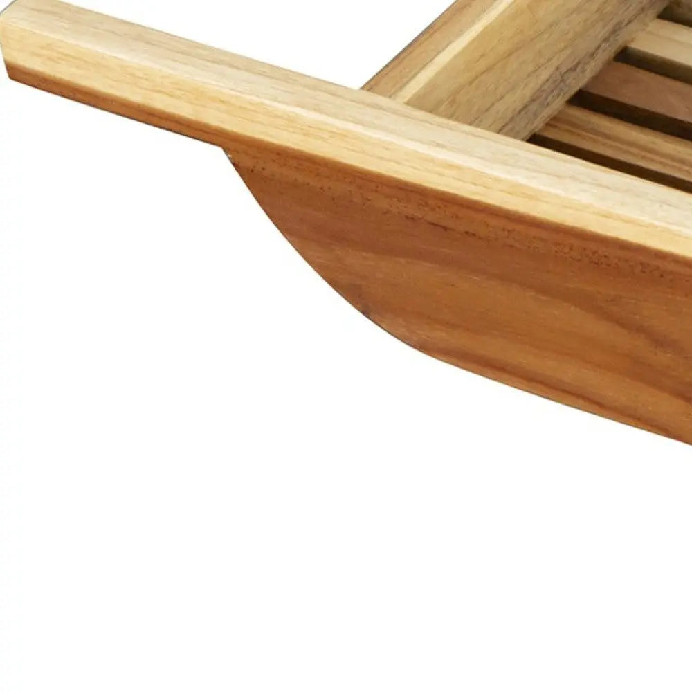 4" X 30" Natural Teak Over Tub Rectangular Bath Caddy Shelf Homeroots Bed & Bath