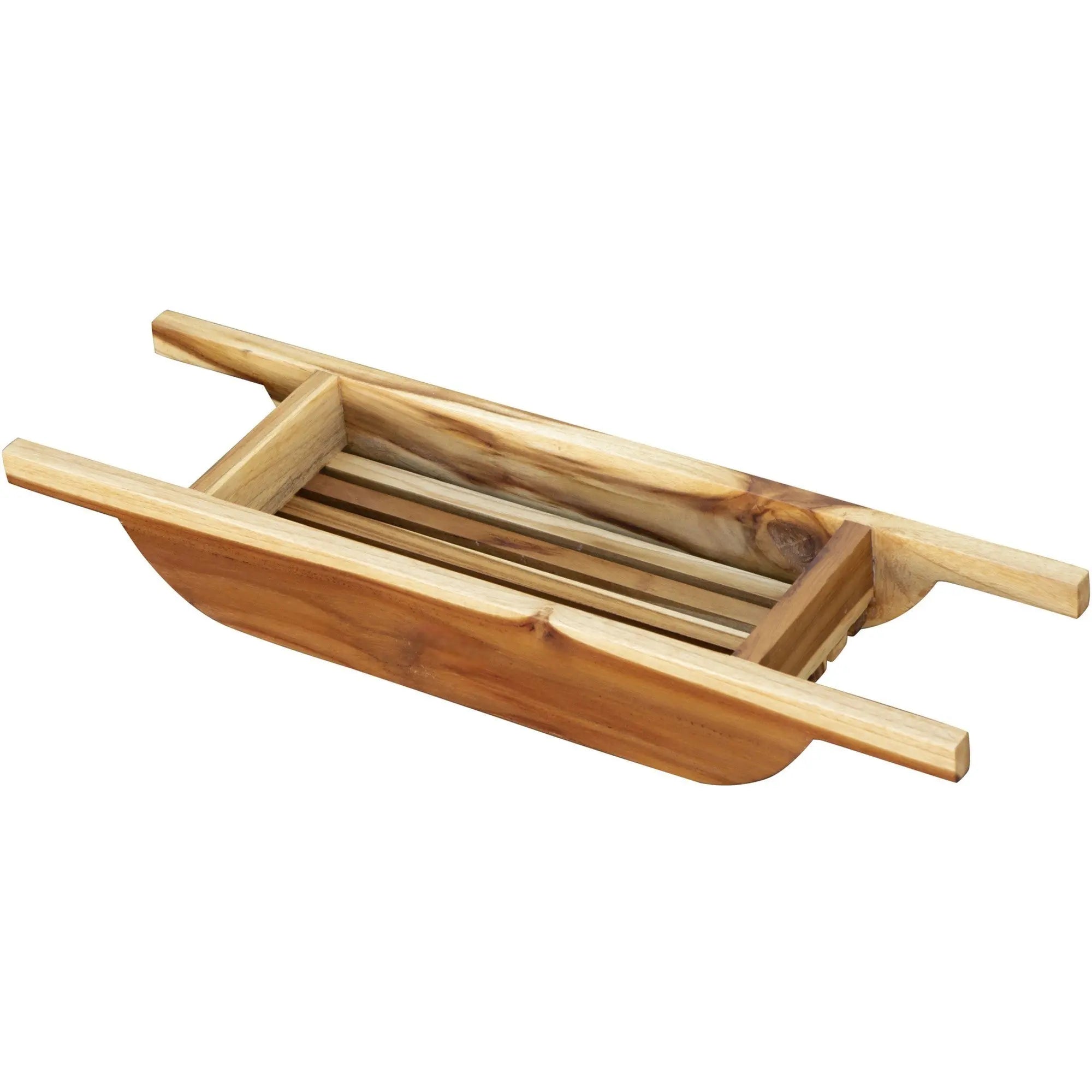 4" X 30" Natural Teak Over Tub Rectangular Bath Caddy Shelf Homeroots Bed & Bath