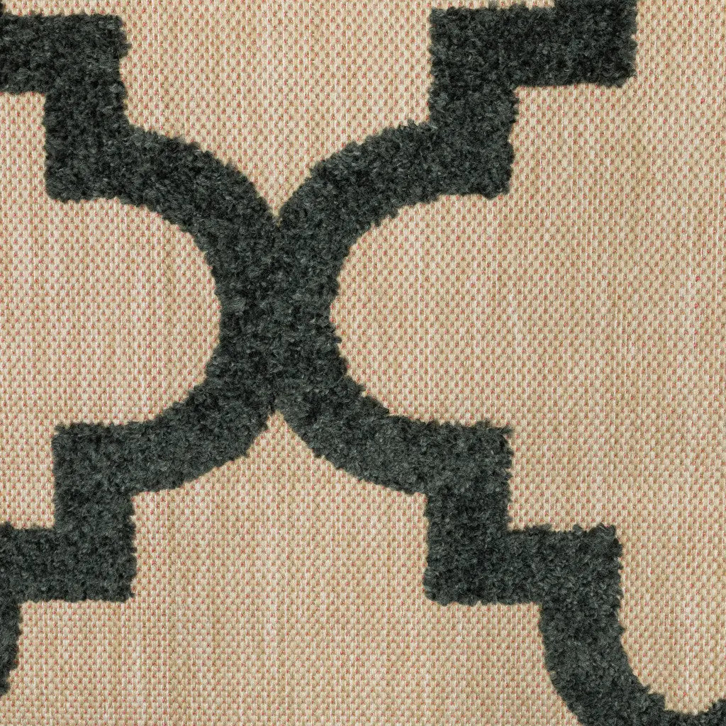 4' X 5' Beige and Black Geometric Stain Resistant Indoor Outdoor Area Rug Homeroots Outdoor