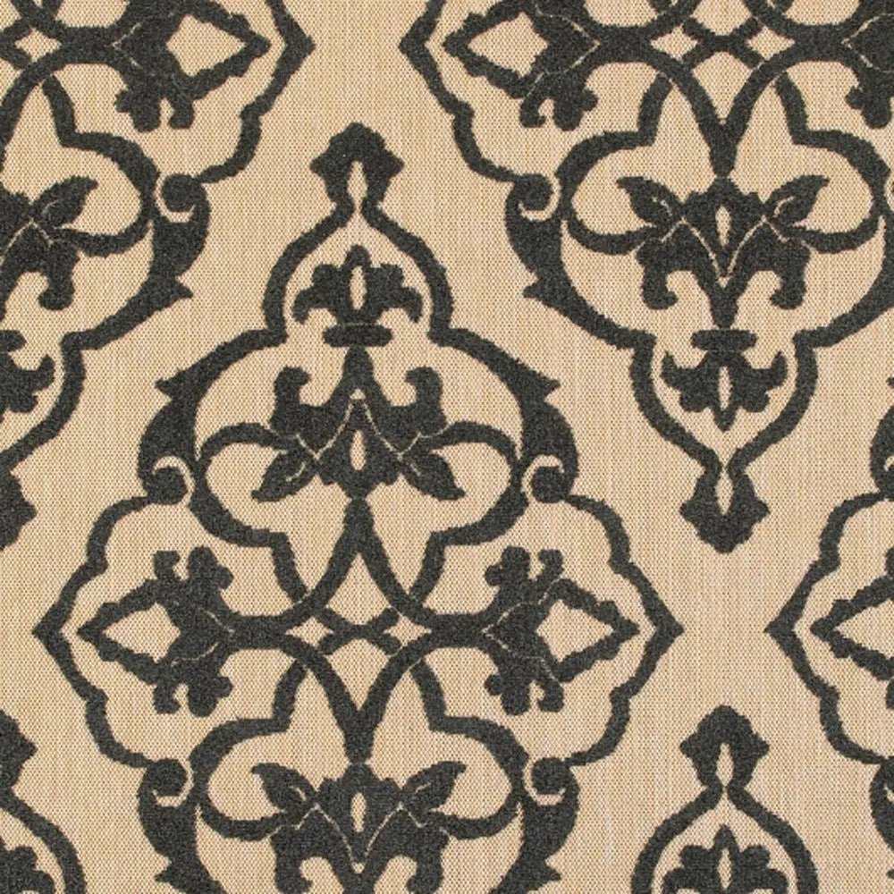 4' X 5' Beige and Black Oriental Stain Resistant Indoor Outdoor Area Rug Homeroots Outdoor