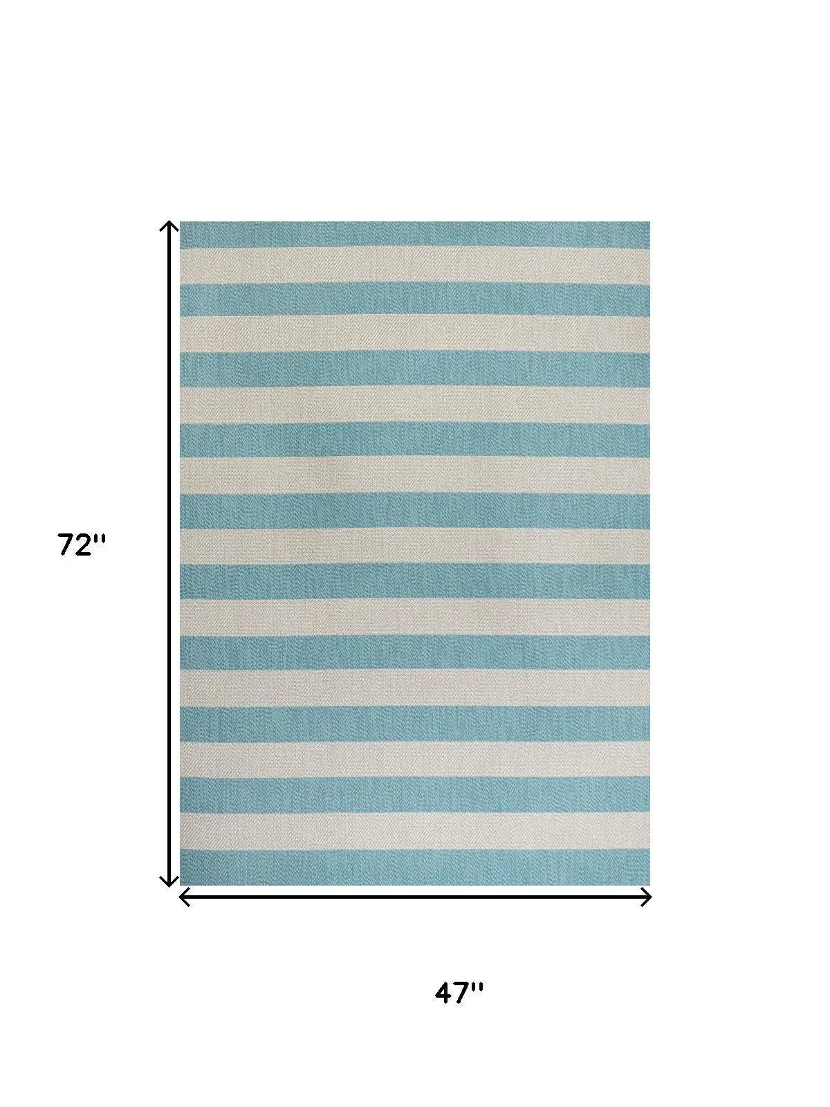 4' X 6' Aqua And Cream Striped Indoor Outdoor Area Rug Homeroots Outdoor