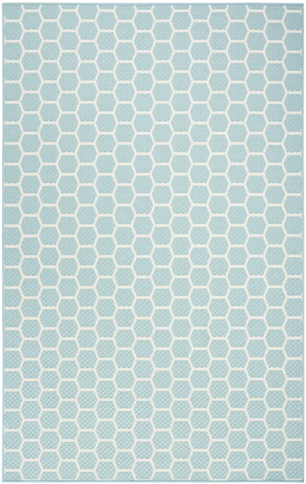 4' X 6' Aqua And Ivory Geometric Indoor Outdoor Area Rug Homeroots Outdoor