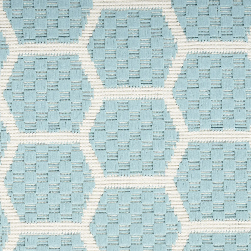 4' X 6' Aqua And Ivory Geometric Indoor Outdoor Area Rug Homeroots Outdoor