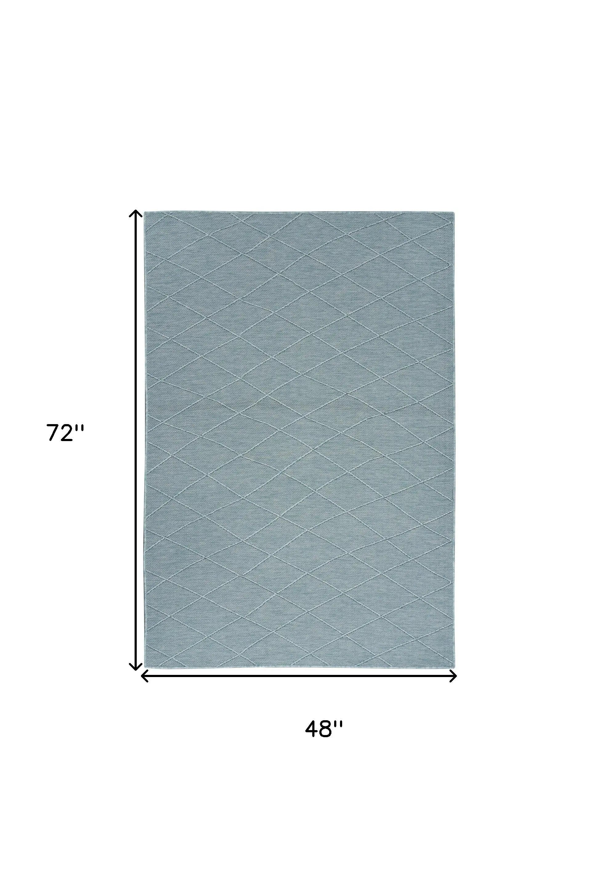 4' X 6' Aqua And Ivory Geometric Indoor Outdoor Area Rug Homeroots Outdoor
