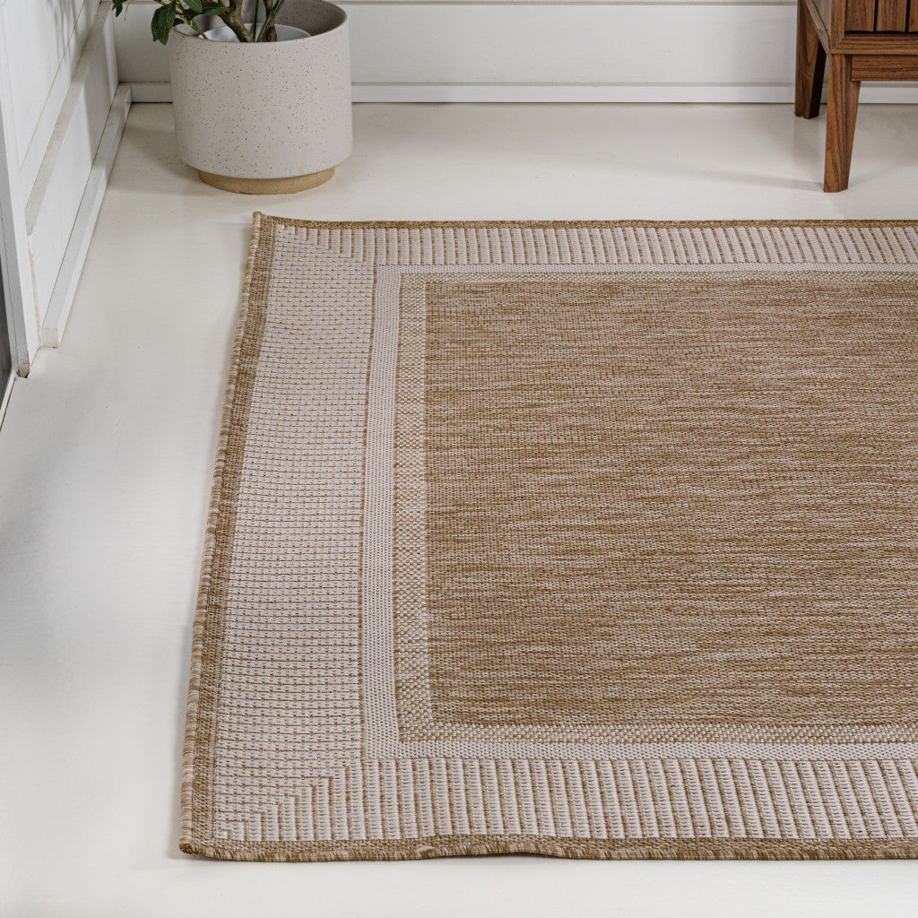4' X 6' Beige And Cream Indoor Outdoor Area Rug - GreatEagleInc