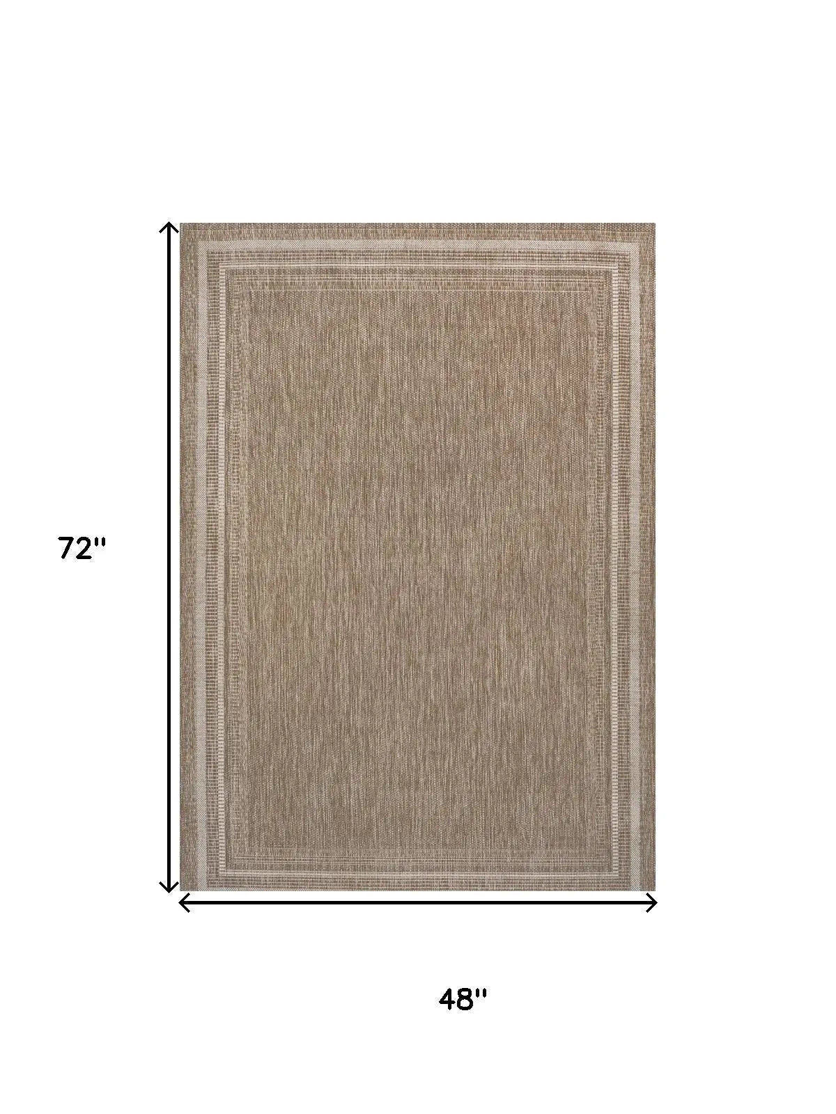 4' X 6' Beige And Cream Indoor Outdoor Area Rug Homeroots Outdoor