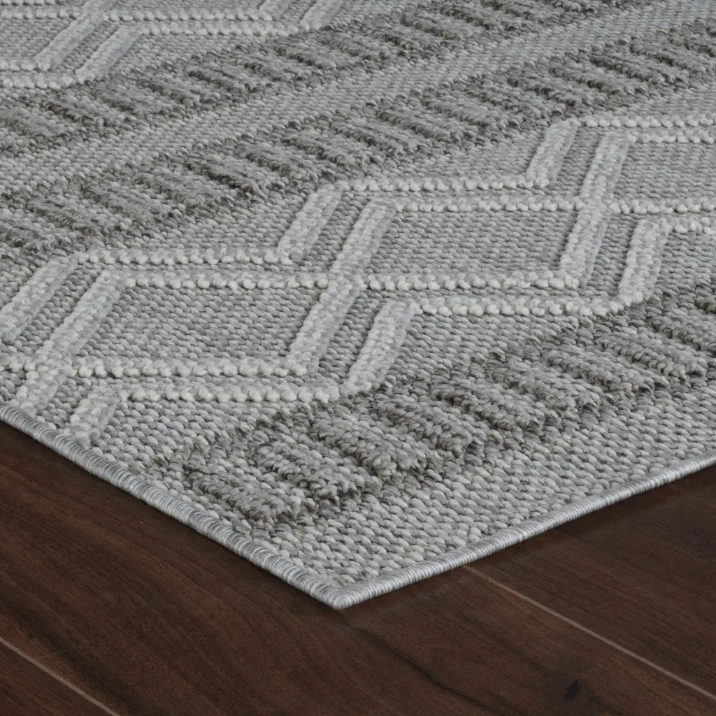 4' X 6' Beige And Gray Striped Distressed Indoor Outdoor Area Rug - GreatEagleInc