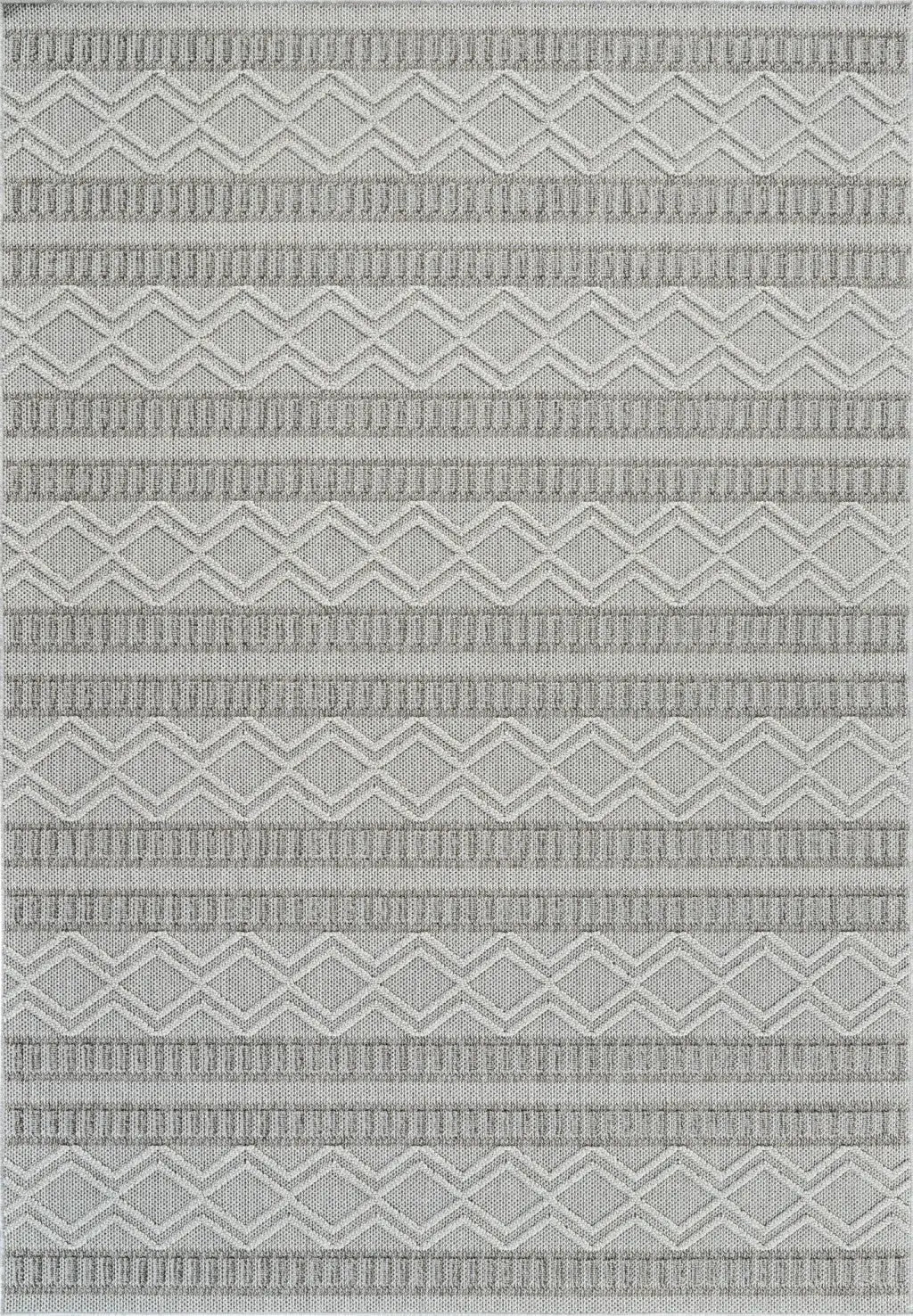 4' X 6' Beige And Gray Striped Distressed Indoor Outdoor Area Rug - GreatEagleInc