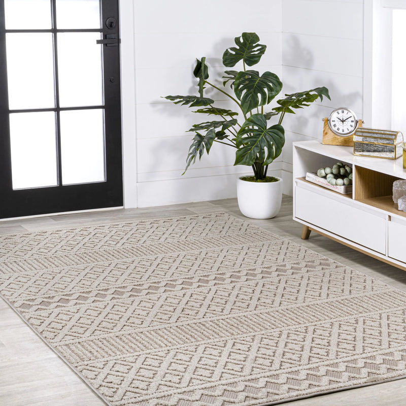 4' X 6' Beige And Gray Trellis Indoor Outdoor Area Rug Homeroots Outdoor