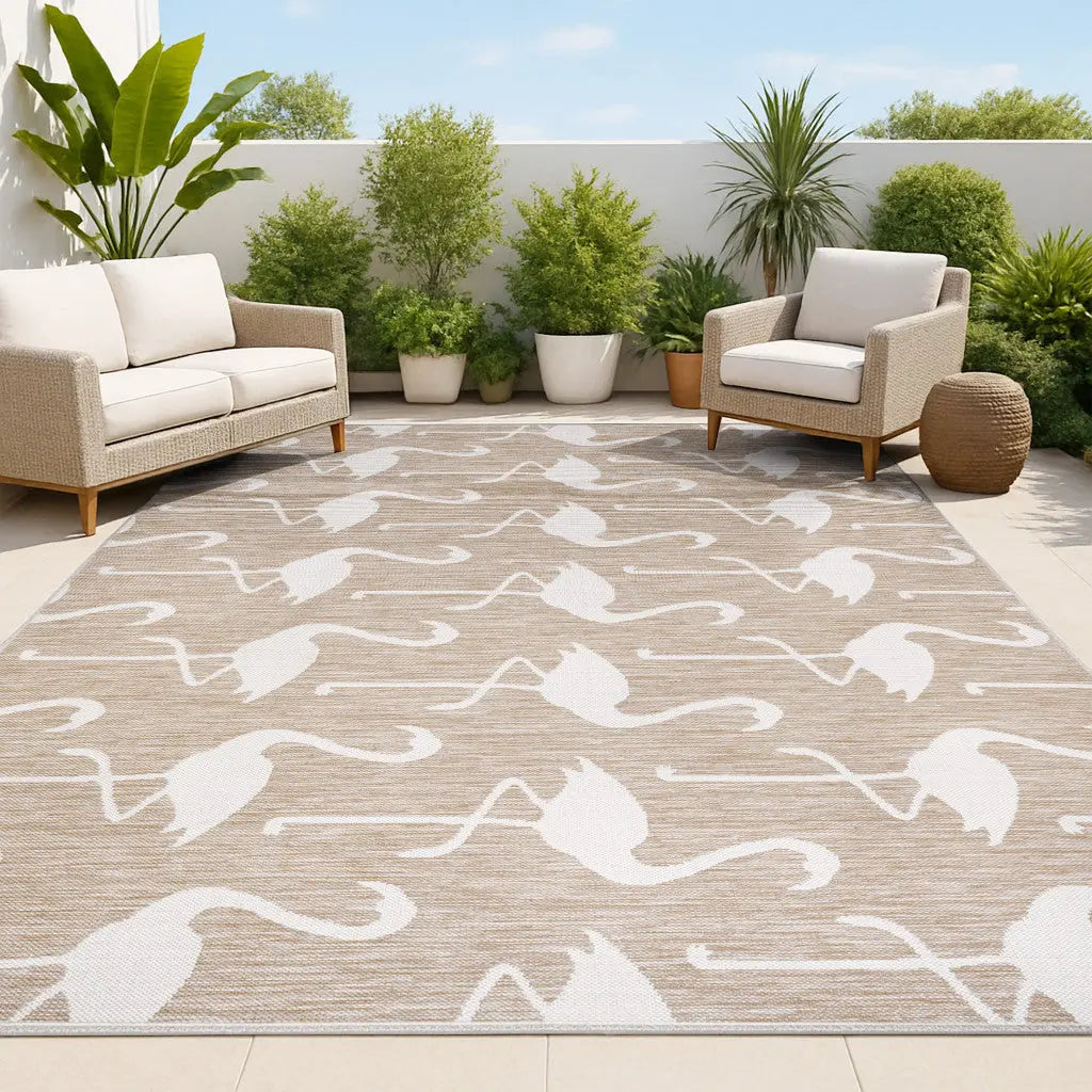 4' X 6' Beige And White Animal Print Indoor Outdoor Area Rug Homeroots Outdoor