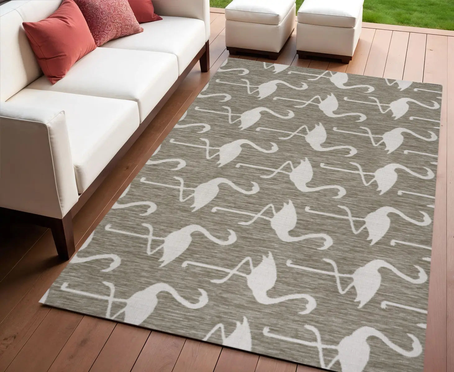 4' X 6' Beige And White Animal Print Indoor Outdoor Area Rug Homeroots Outdoor