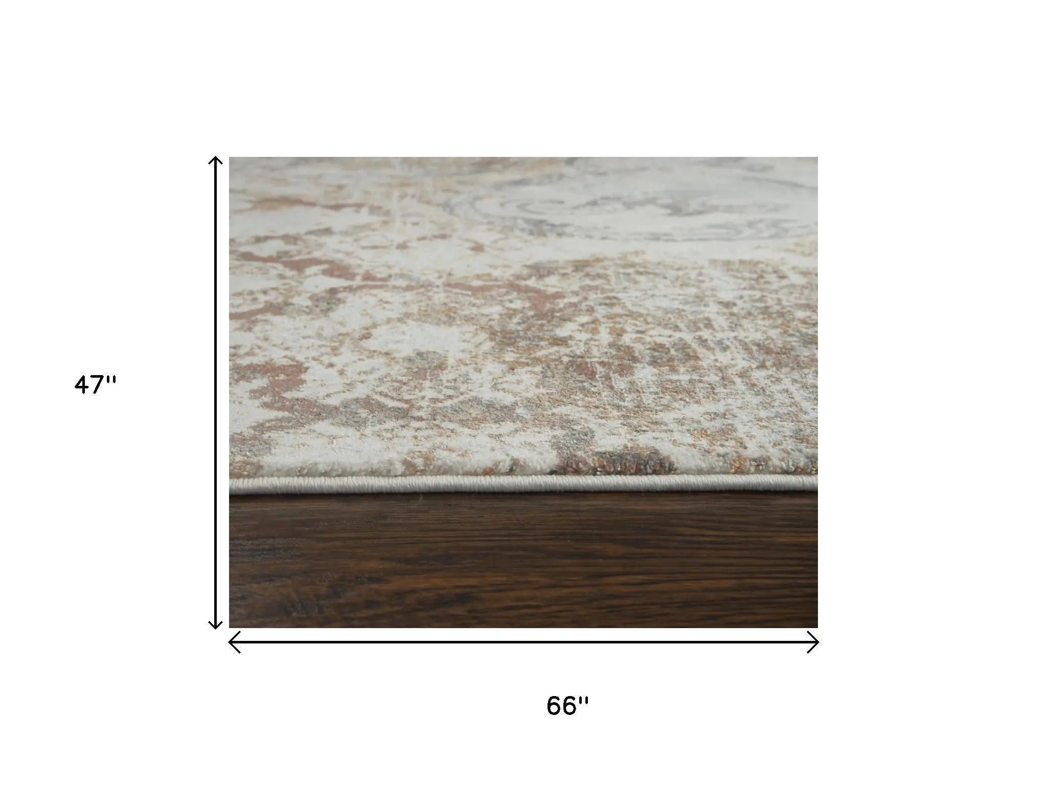 4' X 6' Beige Copper And Gray Damask Area Rug Homeroots Home Decor