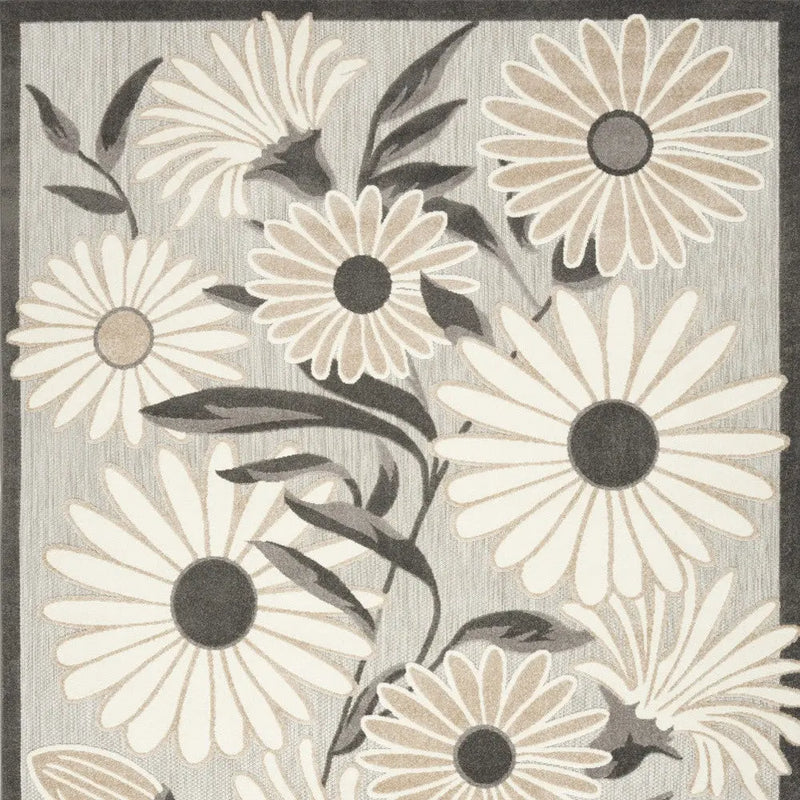 4' X 6' Beige Floral Stain Resistant Non Skid Area Rug Homeroots Outdoor