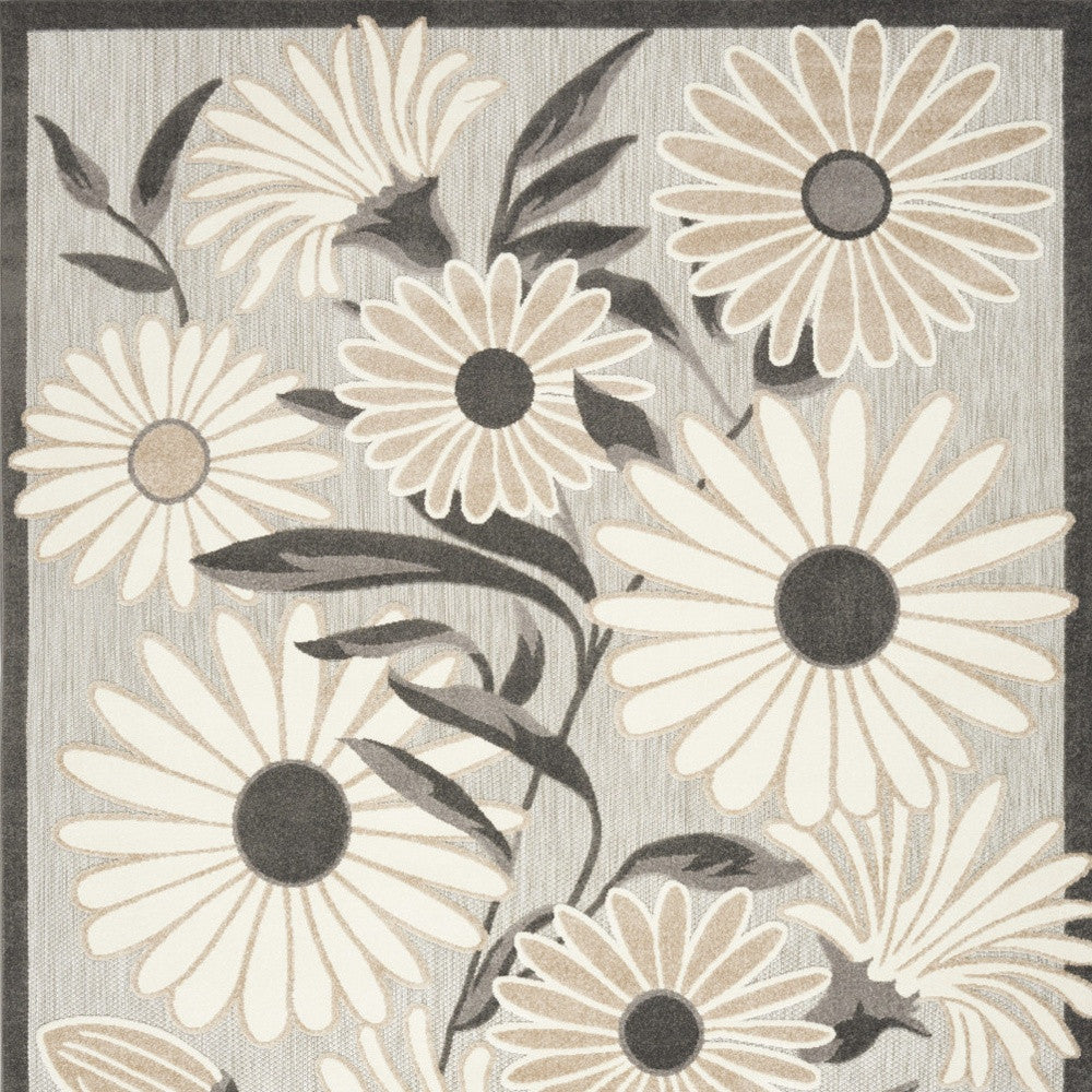4' X 6' Beige Floral Stain Resistant Non Skid Area Rug Homeroots Outdoor