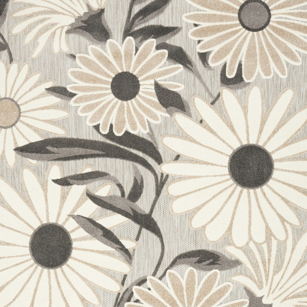 4' X 6' Beige Floral Stain Resistant Non Skid Area Rug Homeroots Outdoor