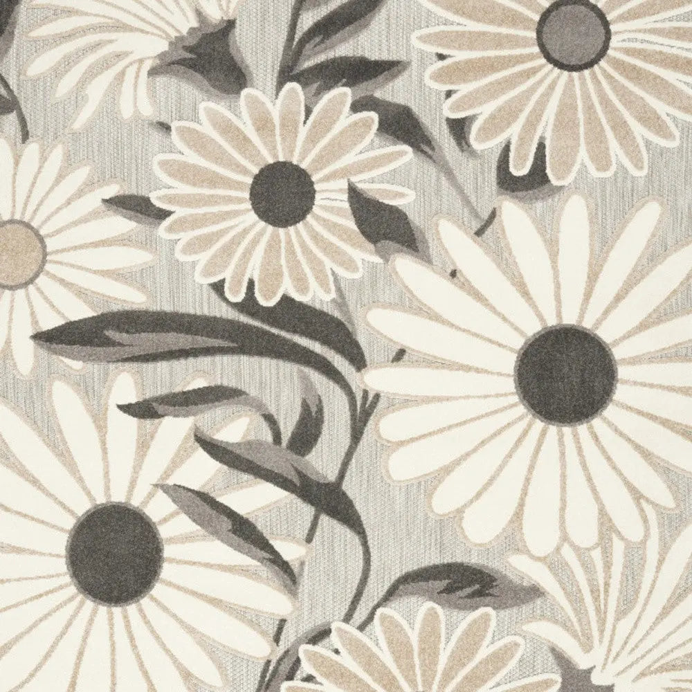 4' X 6' Beige Floral Stain Resistant Non Skid Area Rug Homeroots Outdoor