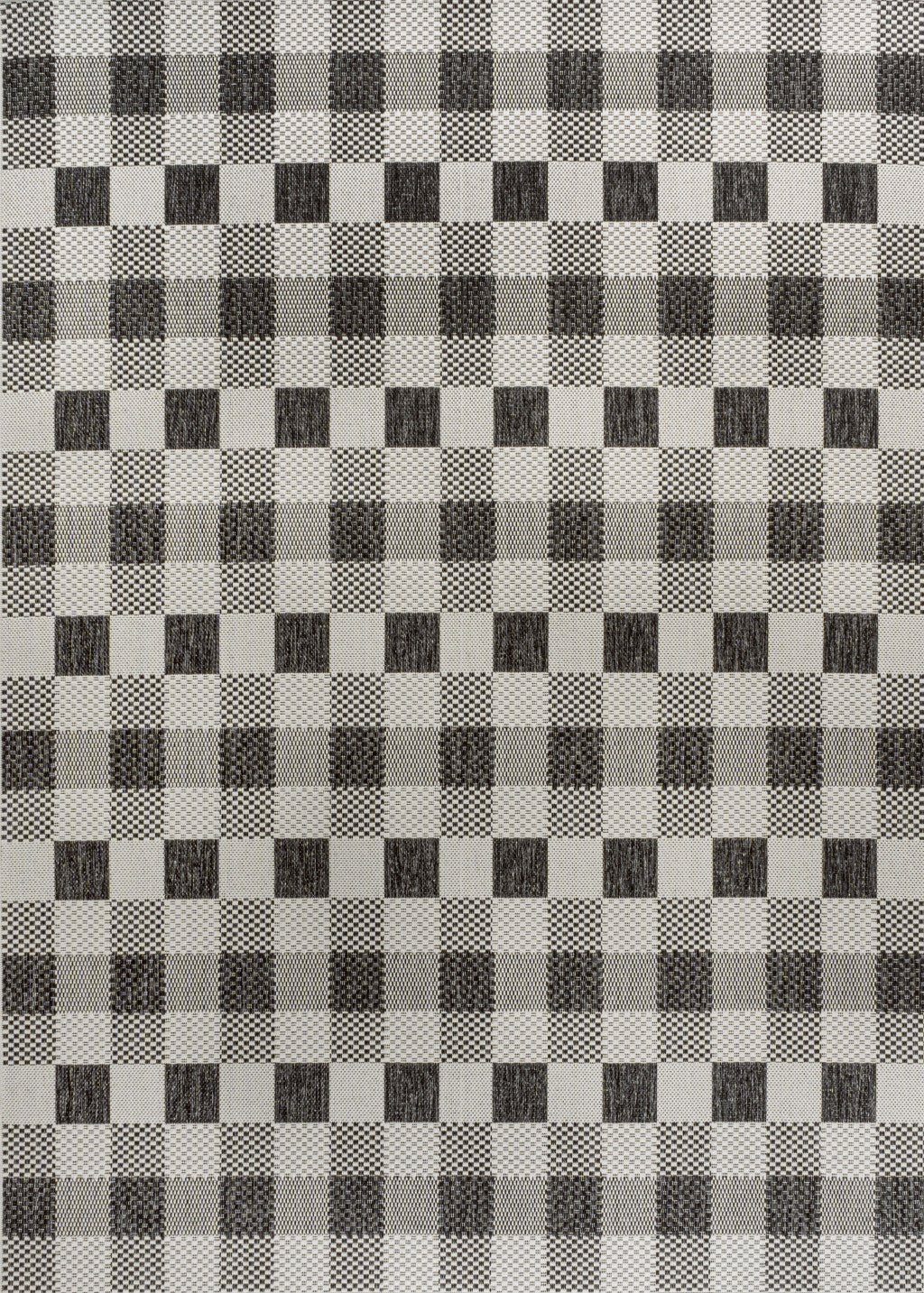 4' X 6' Black And Cream Geometric Indoor Outdoor Area Rug - GreatEagleInc