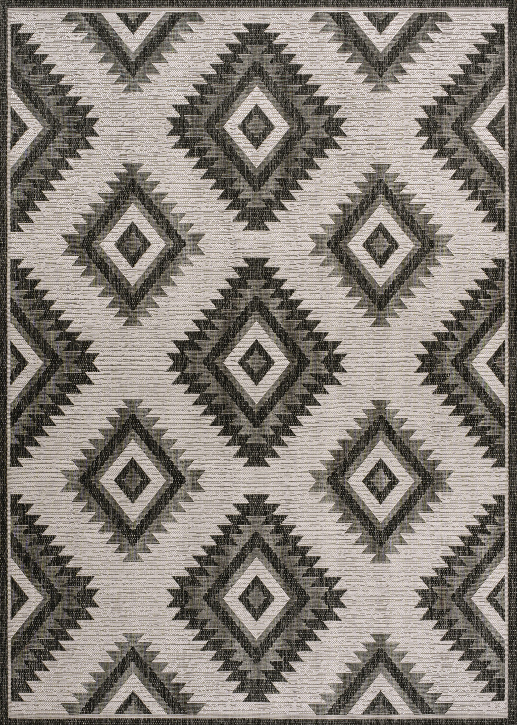 4' X 6' Black And Cream Moroccan Indoor Outdoor Area Rug - GreatEagleInc