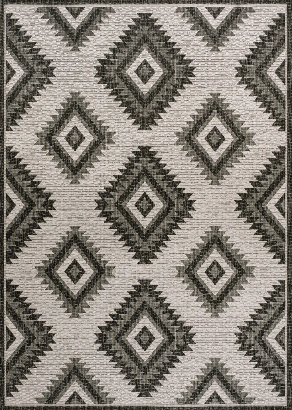 4' X 6' Black And Cream Moroccan Indoor Outdoor Area Rug - GreatEagleInc