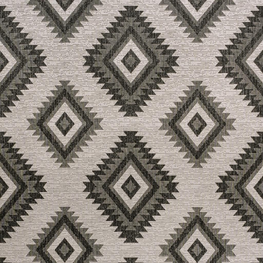 4' X 6' Black And Cream Moroccan Indoor Outdoor Area Rug - GreatEagleInc