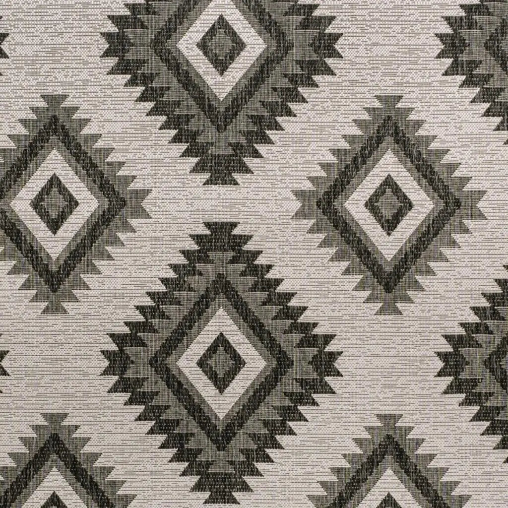 4' X 6' Black And Cream Moroccan Indoor Outdoor Area Rug - GreatEagleInc