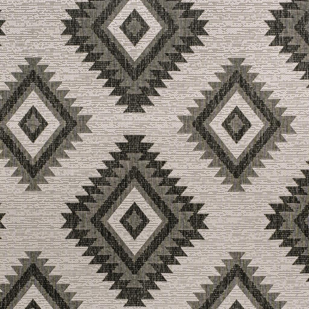 4' X 6' Black And Cream Moroccan Indoor Outdoor Area Rug - GreatEagleInc