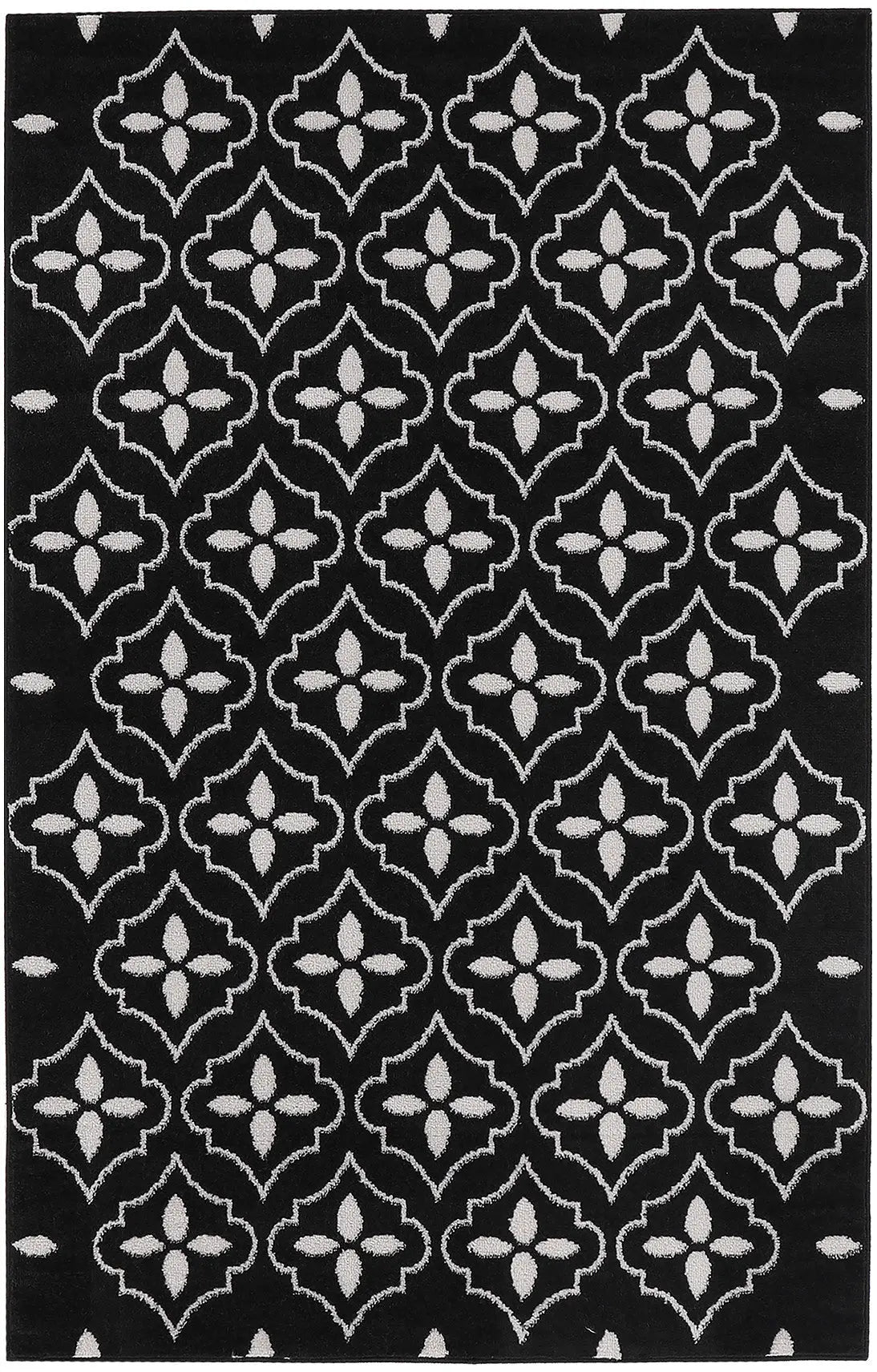 4' X 6' Black And Ivory Geometric Indoor Outdoor Area Rug Homeroots Outdoor