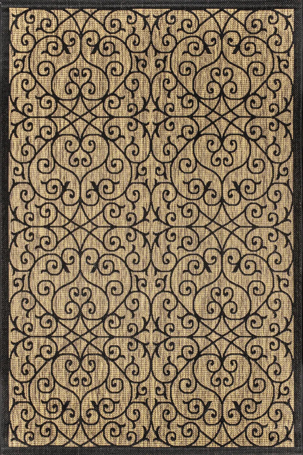 4' X 6' Black And Khaki Geometric Indoor Outdoor Area Rug Homeroots Outdoor