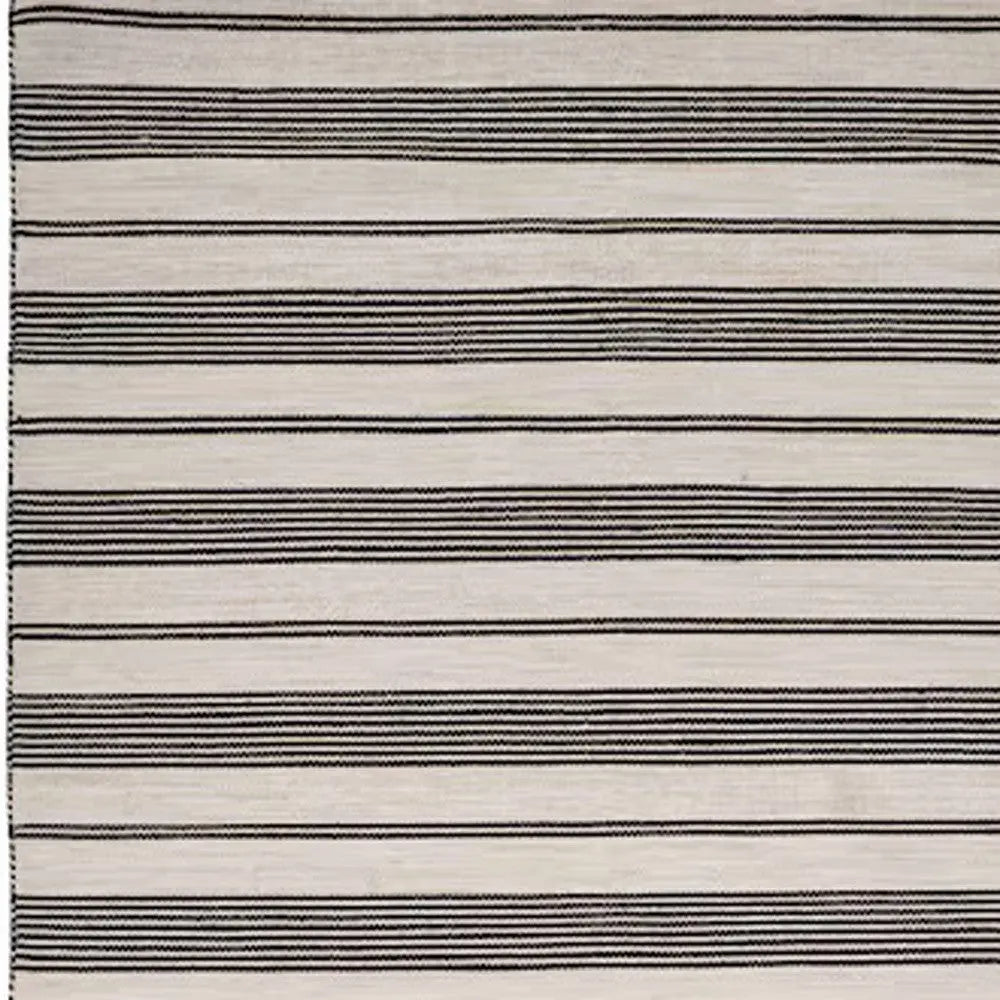 4' X 6' Black And White Striped Hand Woven Area Rug Homeroots Outdoor