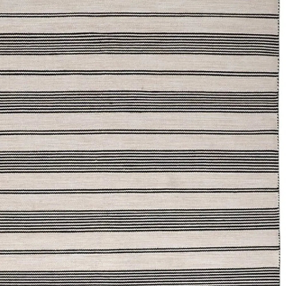 4' X 6' Black And White Striped Hand Woven Area Rug Homeroots Outdoor