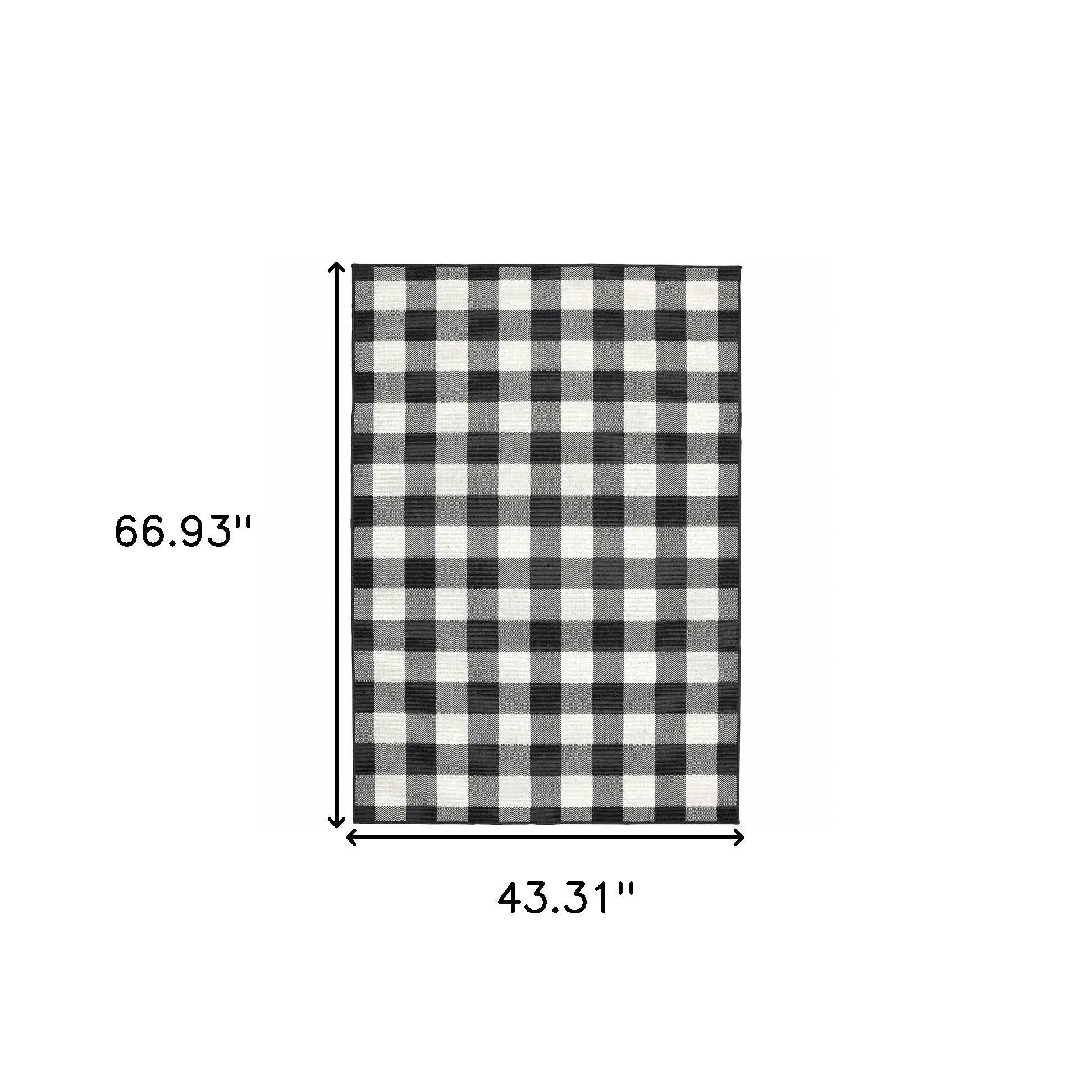 4' X 6' Black and Ivory Indoor Outdoor Area Rug Homeroots Outdoor