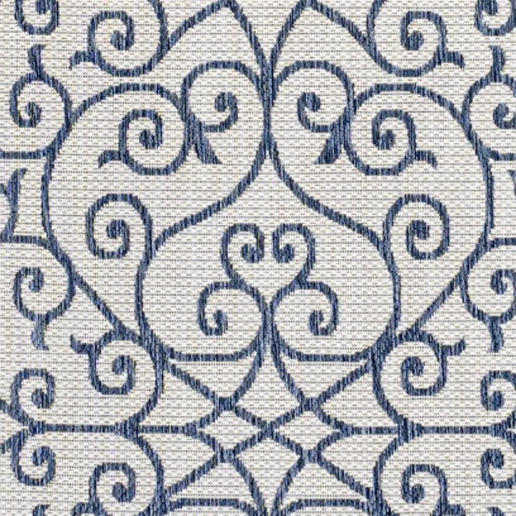 4' X 6' Blue And Cream Geometric Indoor Outdoor Area Rug Homeroots Outdoor