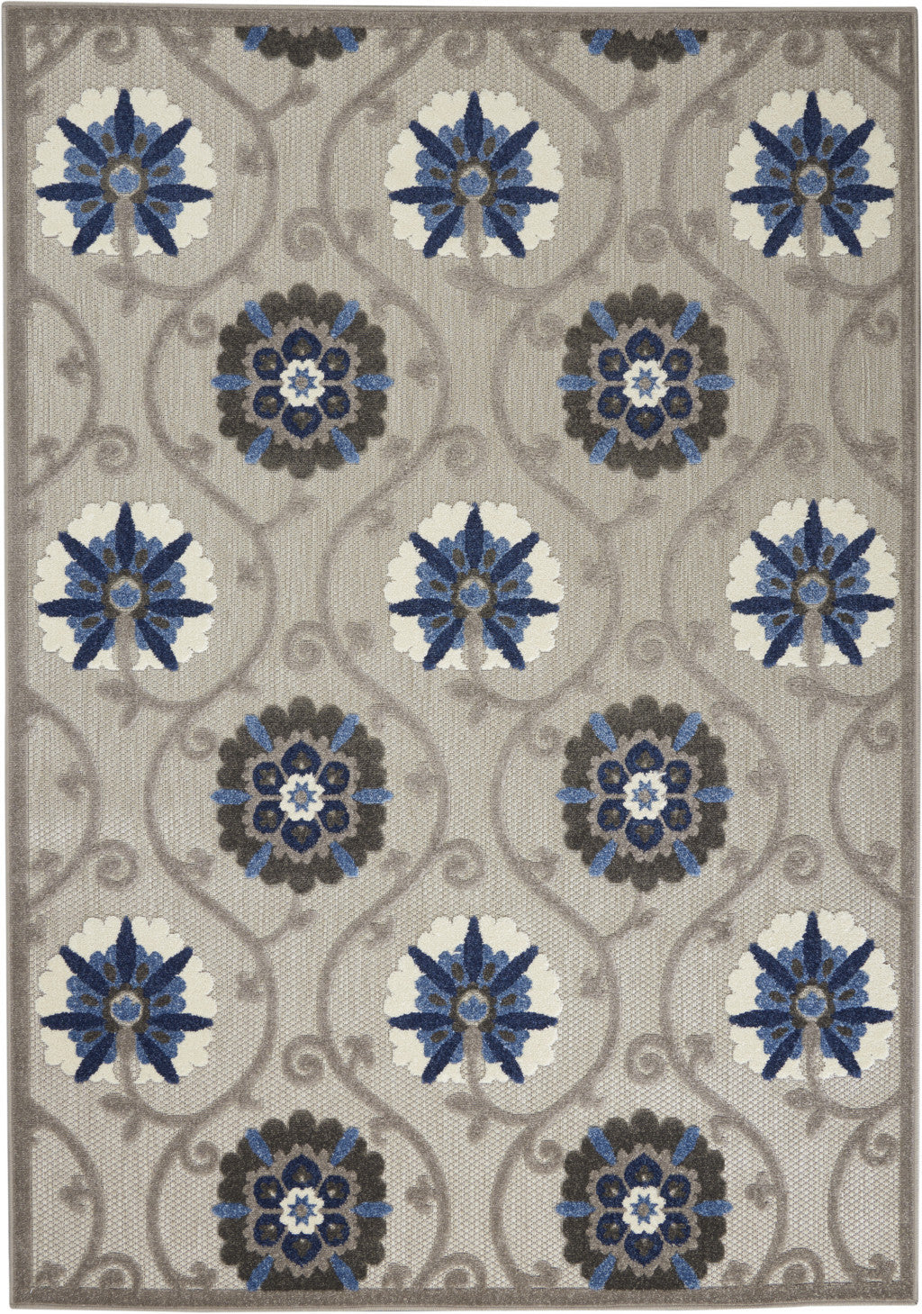 4' X 6' Blue And Gray Indoor Outdoor Area Rug - GreatEagleInc