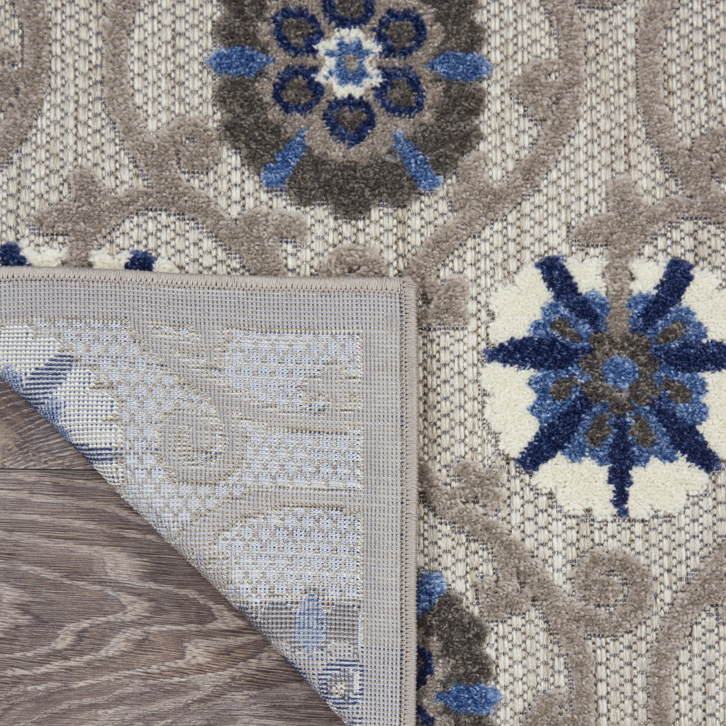 4' X 6' Blue And Gray Indoor Outdoor Area Rug - GreatEagleInc