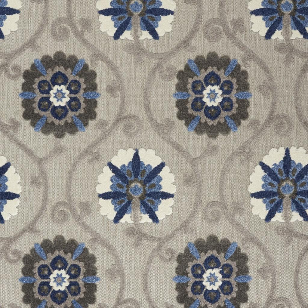 4' X 6' Blue And Gray Indoor Outdoor Area Rug - GreatEagleInc
