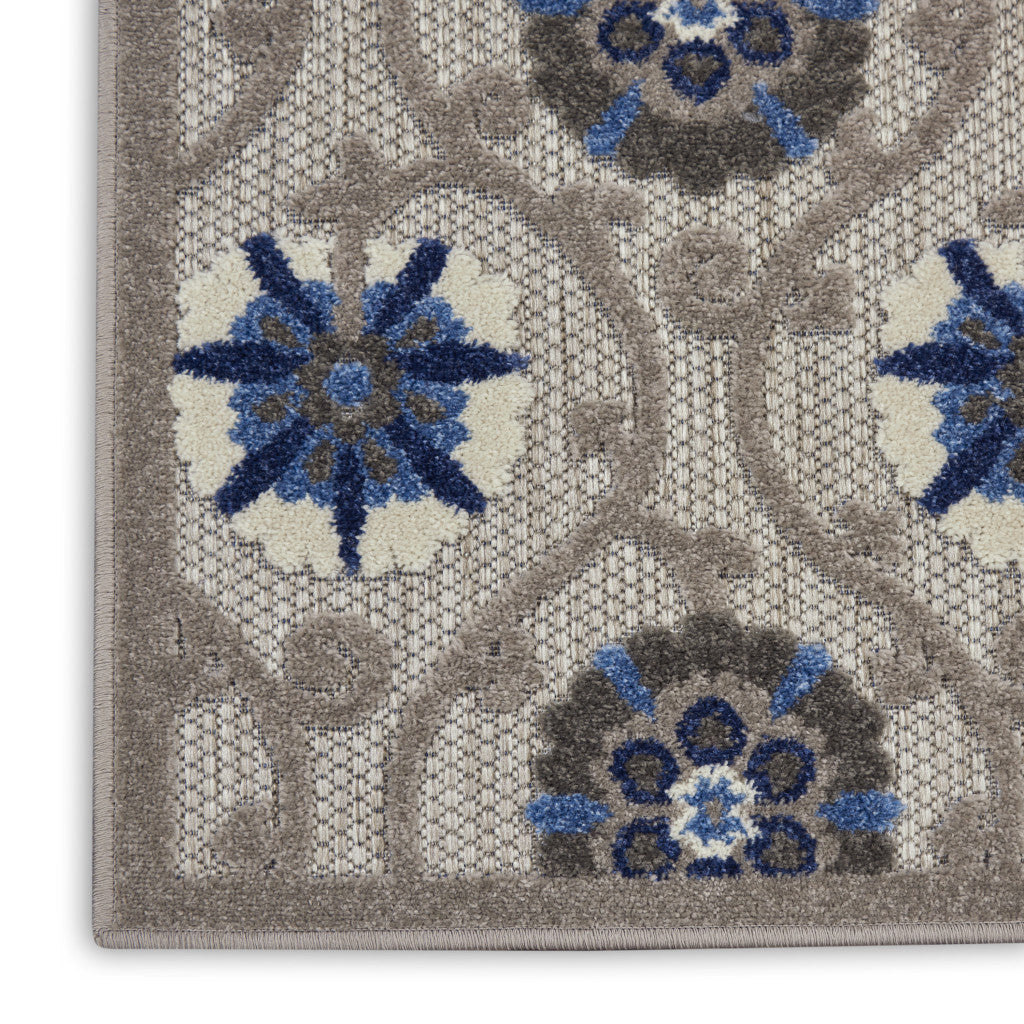 4' X 6' Blue And Gray Indoor Outdoor Area Rug - GreatEagleInc