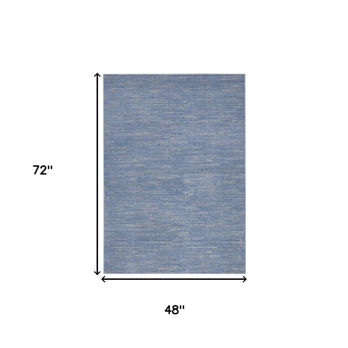 4' X 6' Blue And Gray Indoor Outdoor Area Rug - GreatEagleInc