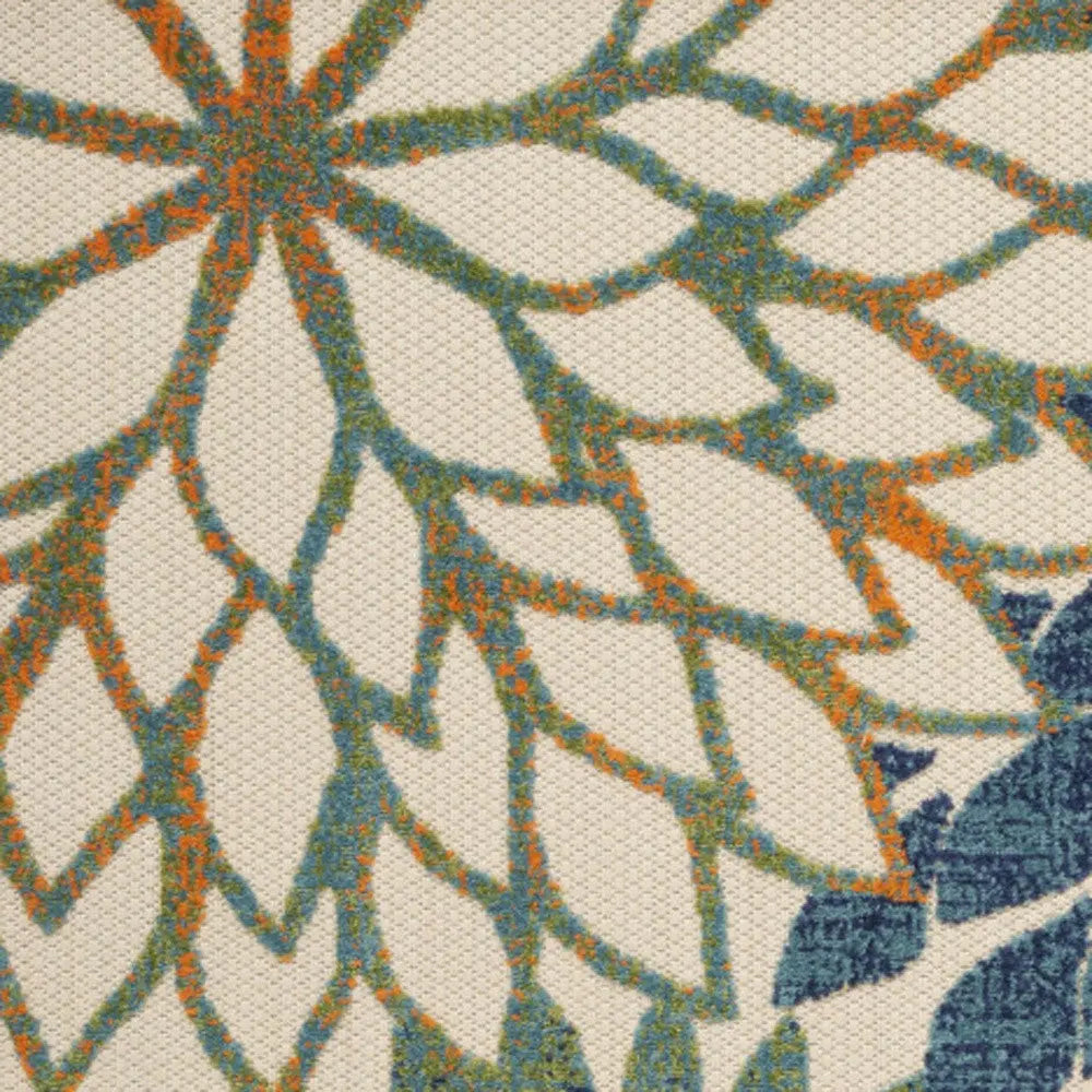 4' X 6' Blue And Green Floral Indoor Outdoor Area Rug Homeroots Outdoor