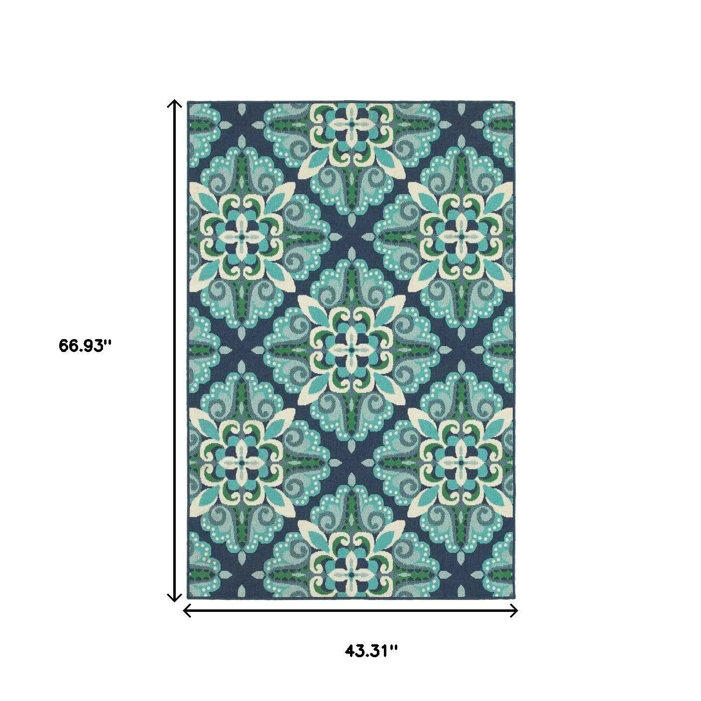 4' X 6' Blue And Green Indoor Outdoor Area Rug Homeroots Outdoor