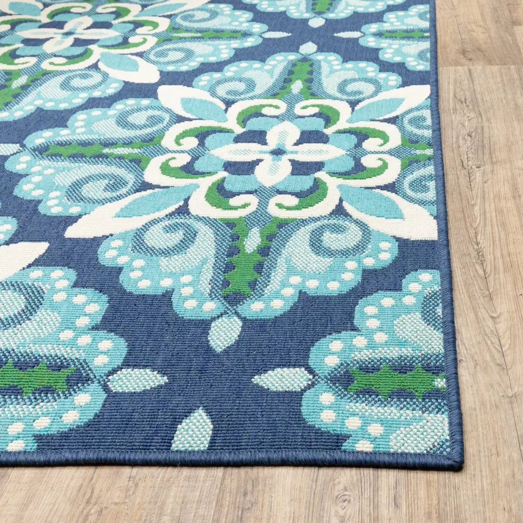 4' X 6' Blue And Green Indoor Outdoor Area Rug Homeroots Outdoor