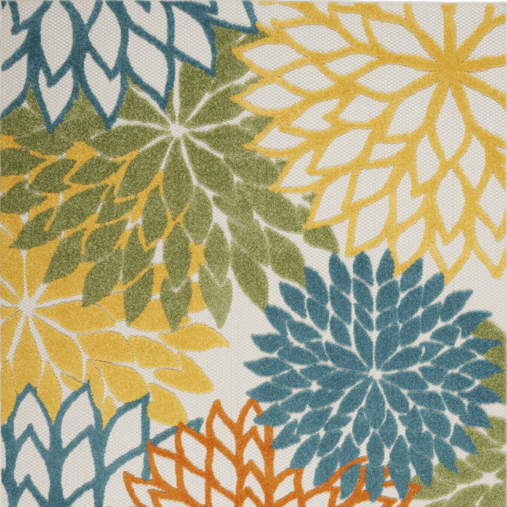 4' X 6' Blue And Yellow Indoor Outdoor Area Rug - GreatEagleInc