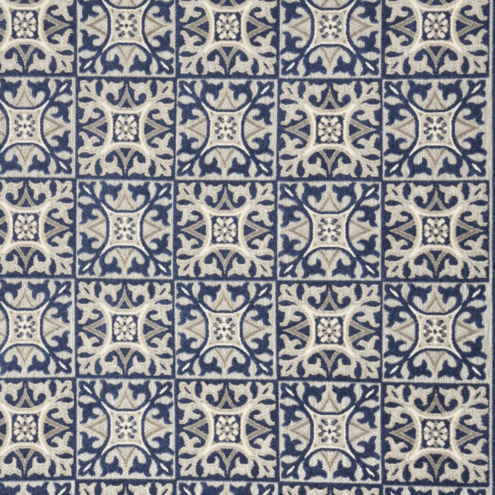 4' X 6' Blue Fleur De Lis Stain Resistant Non Skid Area Rug Homeroots Outdoor