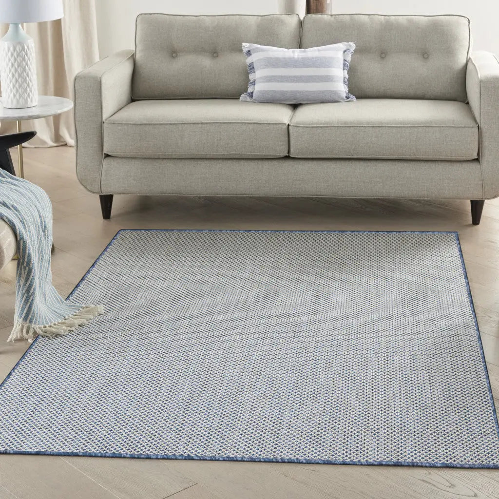 4' X 6' Blue Geometric Power Loom Area Rug Homeroots Outdoor